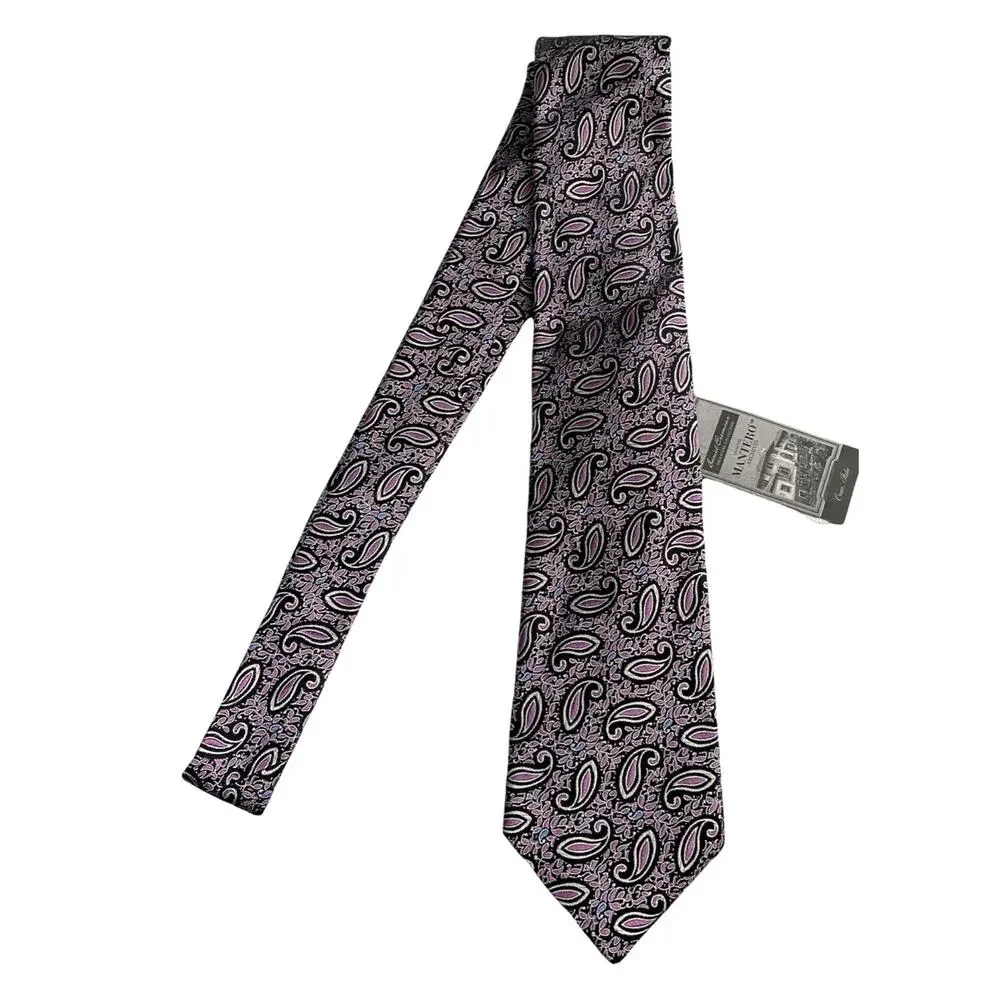 Daniel Cremieux Mantero Nwt Black Paisley 100% Silk Handmade in Italy Neck Tie